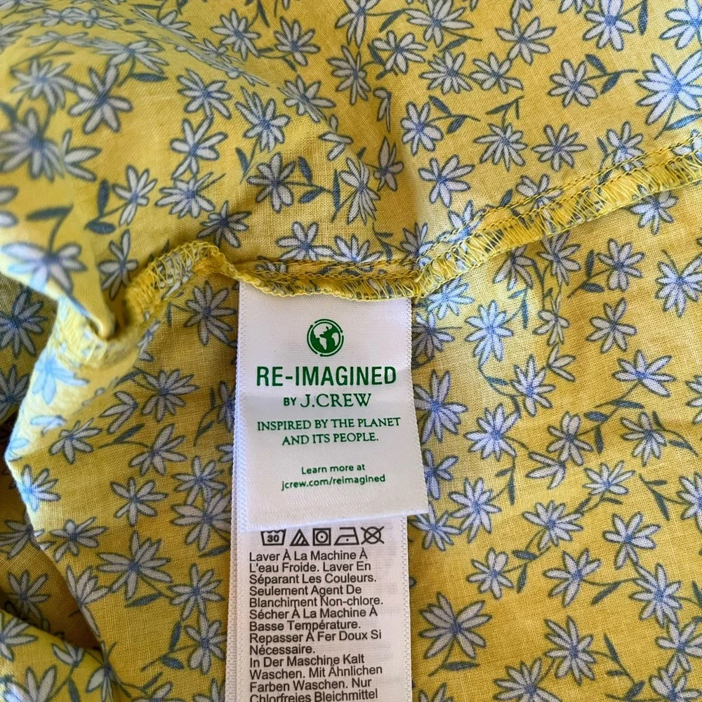 J. Crew Yellow Floral Top with Ruffle Detail boho babydoll ruffle sleeves - Picture 7 of 7